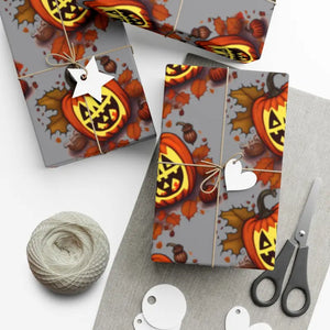 Scary Halloween Pumpkin Gift Wrap Papers - Spooky Design - Dipaliz - 30’’ x 144’’ / Matte - Wrapping Paper