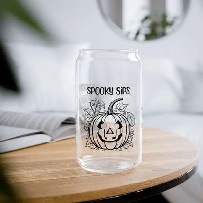 Spooky Sips: Scary Halloween Pumpkin Sipper Glass for Thrills - Without Lid or Straw / 16oz Mug