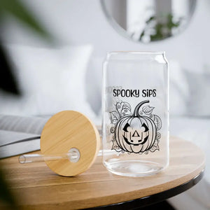 Scary Halloween Pumpkin Mug with Bamboo Lid for Spooky Sips - Dipaliz - Lid and Straw / 16oz - Tumblers