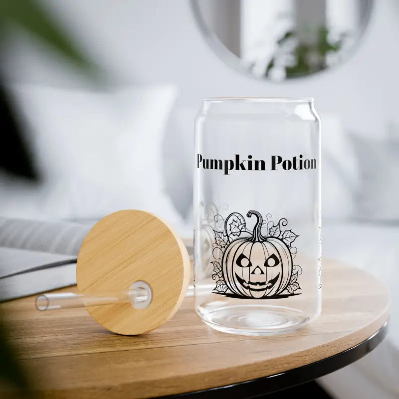 Spooky Halloween Pumpkins Glass with Pumpkin Potion Fun - with Lid and Straw / 16oz Mug