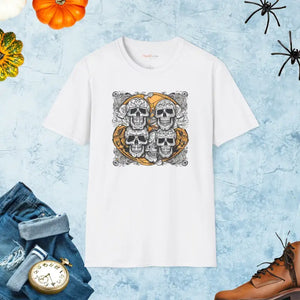 Scary Skulls Halloween Softstyle t Shirt - Spooky Comfort - Dipaliz - White / s - T-shirts