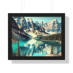 Scenic Framed Poster Mountain Landscape Home Office Decor - Dipaliz - 20’’ x 16’’ / Black - Posters Prints & Visual