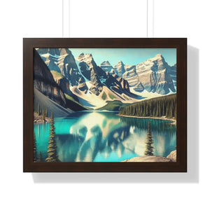 Scenic Framed Poster Mountain Landscape Home Office Decor - Dipaliz - 20’’ x 16’’ / Walnut - Posters Prints & Visual