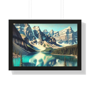 Scenic Framed Poster Mountain Landscape Home Office Decor - Dipaliz - 24″ x 16″ / Black - Posters Prints & Visual