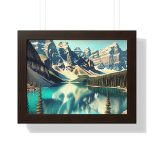 Scenic Framed Poster Mountain Landscape Home Office Decor - Dipaliz - 16″ x 12″ / Walnut - Posters Prints & Visual