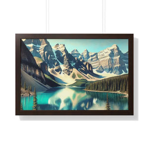 Scenic Framed Poster Mountain Landscape Home Office Decor - Dipaliz - 30’’ x 20’’ / Walnut - Posters Prints & Visual