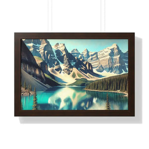 Scenic Framed Poster Mountain Landscape Home Office Decor - Dipaliz - 24″ x 16″ / Walnut - Posters Prints & Visual