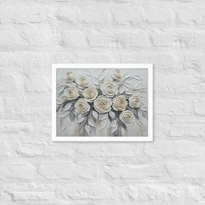 Sculptured White Rose Framed Poster Matte Print Elegance Dipaliz - 12″×16″ - Posters