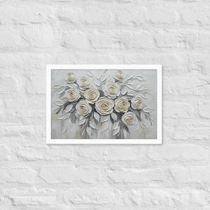 Sculptured White Rose Framed Poster Matte Print Elegance Dipaliz - 12″×18″ - Posters