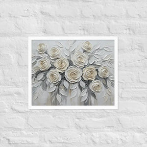 Sculptured White Rose Framed Poster Matte Print Elegance Dipaliz - 16″×20″ - Posters