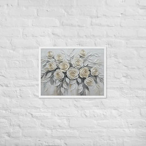 Sculptured White Rose Framed Poster Matte Print Elegance Dipaliz - 18″×24″ - Posters