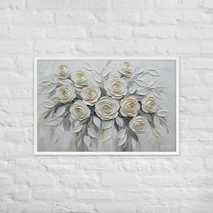 Sculptured White Rose Framed Poster Matte Print Elegance Dipaliz - 24″×36″ - Posters