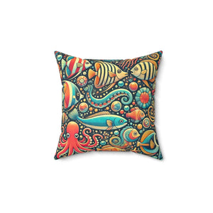 Sea Animals Spun Polyester Pillow 18x18 - Dipaliz - Throw Pillows
