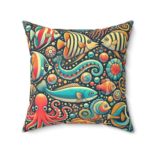 Sea Animals Spun Polyester Pillow 18x18 - Dipaliz - Throw Pillows