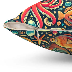 Sea Animals Spun Polyester Pillow - Vibrant Ocean Decor - Dipaliz - Throw Pillows