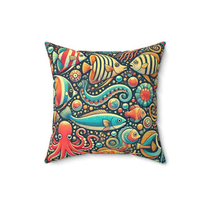 Sea Animals Spun Polyester Pillow - Vibrant Ocean Decor - Dipaliz - Throw Pillows