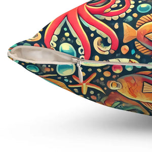 Sea Animals Spun Polyester Pillow - Vibrant Ocean Decor - Dipaliz - Throw Pillows