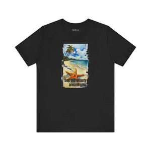 T-shirt - Unisex Jersey Short Sleeve Tee - Beach Starfish Design - Dipaliz Black / s
