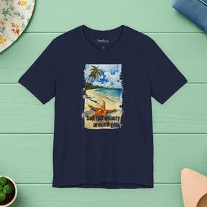 T-shirt - Unisex Jersey Short Sleeve Tee - Beach Starfish Design - Dipaliz