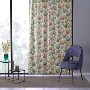 Sea Shell Window Curtains - Ocean Inspired Home Decor - Dipaliz - Sheer / White / 50’’ × 84’’