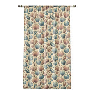 Sea Shell Window Curtains - Ocean Inspired Home Decor - Dipaliz - Sheer / White / 50’’ × 84’’