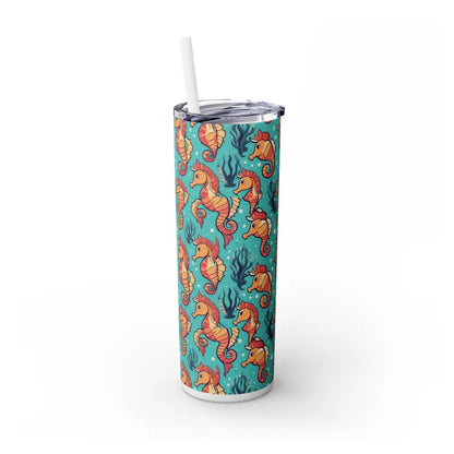 Refresh with the Seahorse Pattern 20oz Skinny Steel Tumbler - Glossy / White