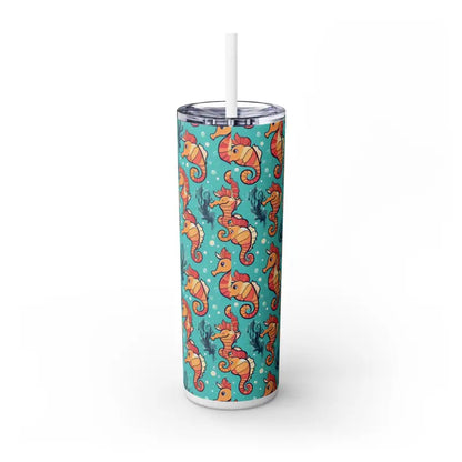 Refresh with the Seahorse Pattern 20oz Skinny Steel Tumbler - Glossy / White