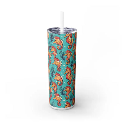 Refresh with the Seahorse Pattern 20oz Skinny Steel Tumbler - Glossy / White