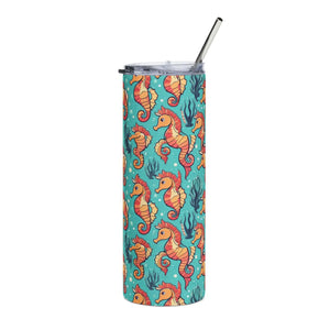 Seahorse Pattern 20oz Skinny Tumbler Stainless Steel Dipaliz - Tumblers