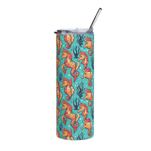 Seahorse Pattern 20oz Skinny Tumbler Stainless Steel Dipaliz - Tumblers