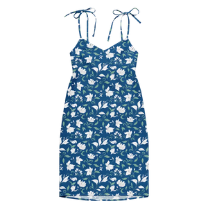 Midi Dress Seamless White Flowers Tie Strap Style Dipaliz - Dresses