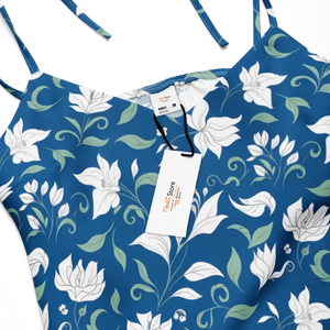 Midi Dress Seamless White Flowers Tie Strap Style Dipaliz - Dresses