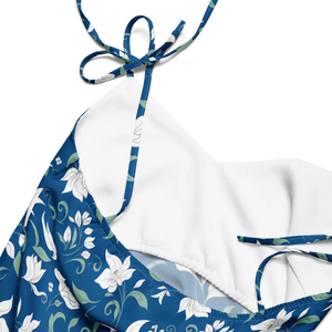 Midi Dress Seamless White Flowers Tie Strap Style Dipaliz - Dresses