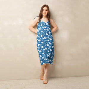 White Flowers Midi Dress – Seamless Tie Strap - Dipaliz - Dresses - s