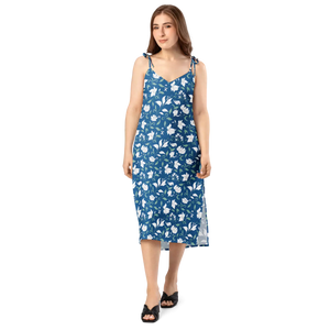White Flowers Midi Dress – Seamless Tie Strap - Dipaliz - Dresses - s