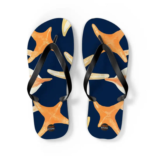 Seas the Day with Unisex Starfish Flip Flops for Beach Lovers! - l / Black Sole Shoes