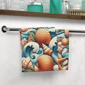 Seashell Breeze Face Towel – Soft Cotton 13x13 - Dipaliz - Washcloths