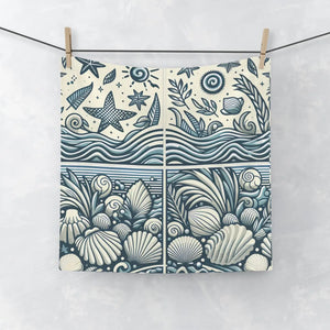 Seashell Coast Face Towel – Soft Cotton Washcloth - Dipaliz - Washcloths
