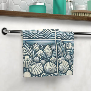 Seashell Coast Face Towel – Soft Cotton Washcloth - Dipaliz - Washcloths