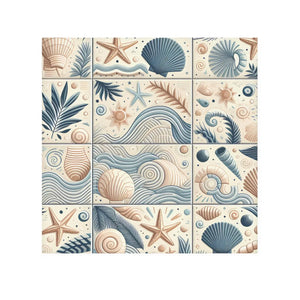 Seashell Mosaic Face Towel – Soft Cotton 13x13 - Dipaliz - Washcloths