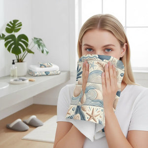 Seashell Mosaic Face Towel – Soft Cotton 13x13 - Dipaliz - Washcloths