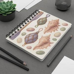 Seashell Spiral Bound Journal - Ocean Inspired Travel Diary - Dipaliz - one Size - Journals