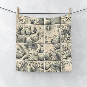 Seashell Tile Face Towel – Cotton Back Washcloth - Dipaliz - Washcloths