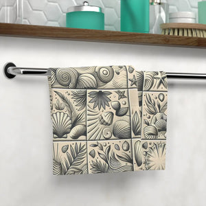 Seashell Tile Face Towel – Cotton Back Washcloth - Dipaliz - Washcloths