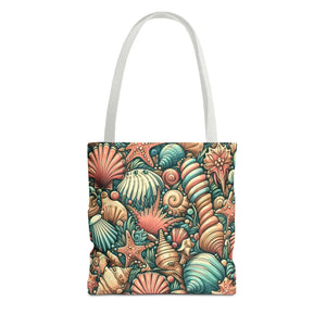 Seashells Tote Bag - Chic Black Cotton Handles - Dipaliz - Bags