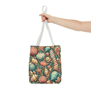 Seashells Tote Bag - Chic Black Cotton Handles - Dipaliz - Bags
