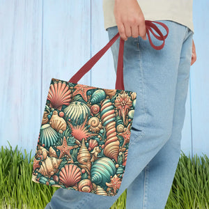 Seashells Tote Bag - Chic Black Cotton Handles - Dipaliz - Bags