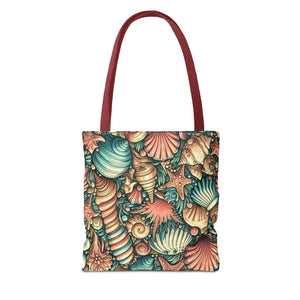 Seashells Tote Bag with Chic Black Cotton Handles - Dipaliz - Bags