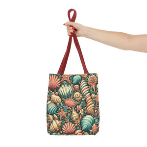 Seashells Tote Bag with Chic Black Cotton Handles - Dipaliz - Bags