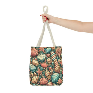 Seashells Tote Bag with Chic Black Cotton Handles - Dipaliz - Bags
